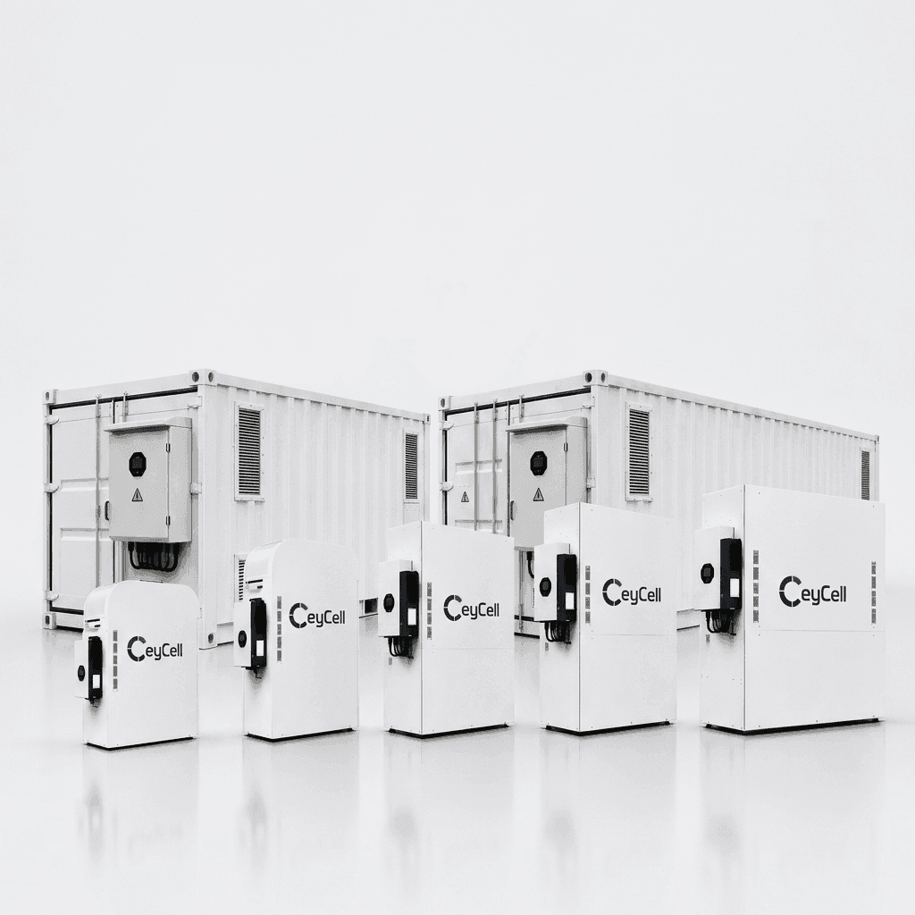 The full CeyCell range — two containers and five wall and cabinet units together